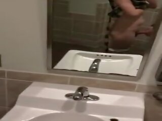 Quick toilet fuck by a pleasant Trans adolescent