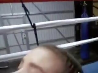 Skinny Brunette Sucks and Fucks on the Boxing Ring: xxx film 0c