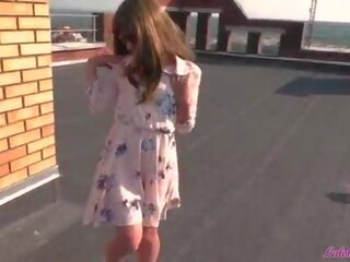 Sedusive Student on the Roof desiring Blowjob and Doggy Fuck - Outdoor