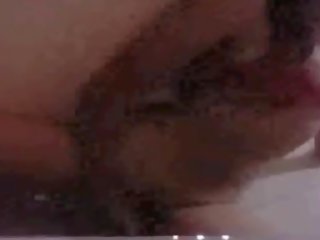 Mish Rez charming red bra masturbating while talks to his bf