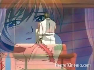 Rot behaart anime füchsin im herrlich lingeria bekommen rosa nipps neckten von sie schatz