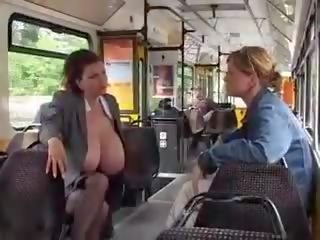 Huge Big Tits mistress Milking In The Public Tram
