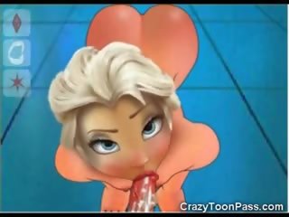 3d elsa da frozen prende 3 sborrate!