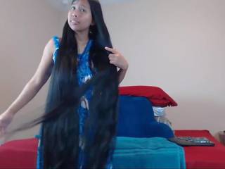 Delightful Long Haired Asian Striptease and Hairplay: HD sex clip da