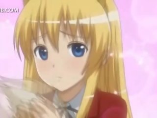 Fragile anime blondine tieten likte en kut bonsde hard